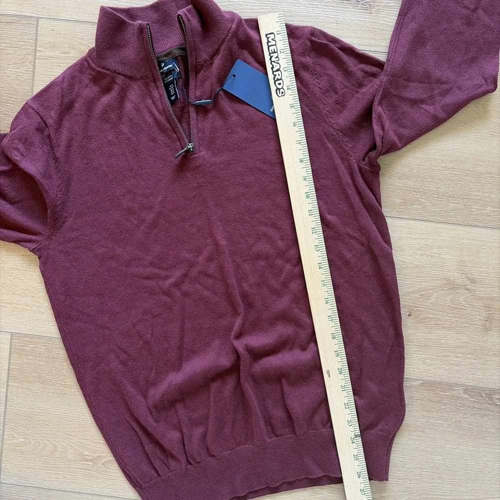 NWT Daniel Hechter Paris Quarter Zip Men's Size Medium cotton Cashmere Maroon